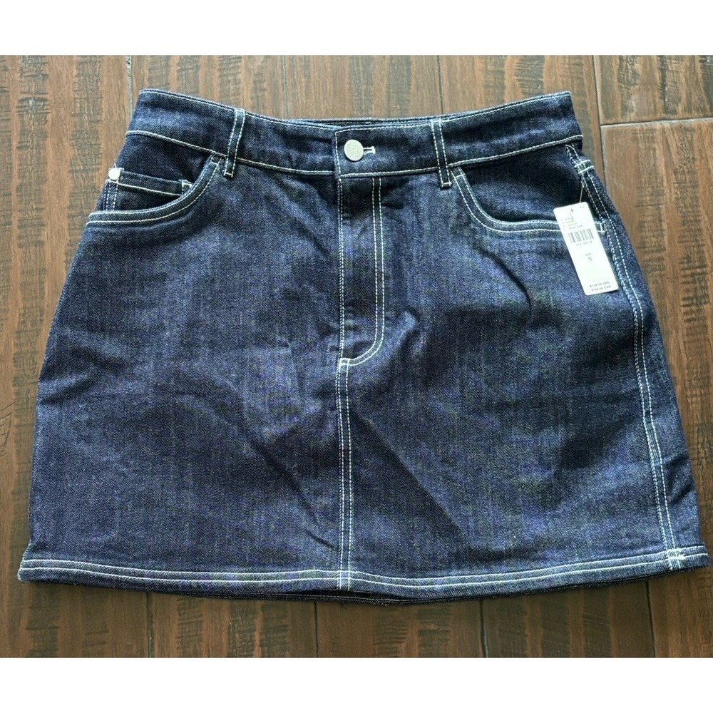 ANTHROPOLOGIE Pilcro Letterpress Skirt Womens S Dark Wash Denim Jean Bows NEW